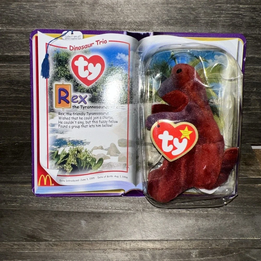 Vintage 2000 McDonald's Rex Beanie Baby New In Package with Tag